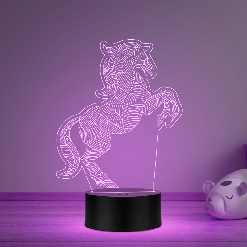 3D Illusion Horse Led Night Lamp 16 Color Changing Light with Remote Control Gifts for Child Baby Boy and Girl